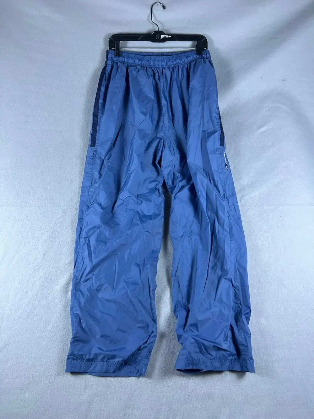 Vintage Reebok Track Pants Men L Blue Relaxed Softshell Warm Up Wind Pants Retro